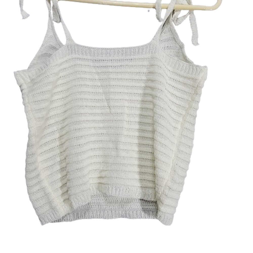 Women's Open Knit Halter Top Tie Strap Lightweight Cream Size M Festival Season